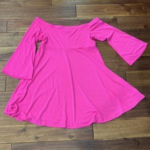 Pink Off the Shoulder Skater Dress
